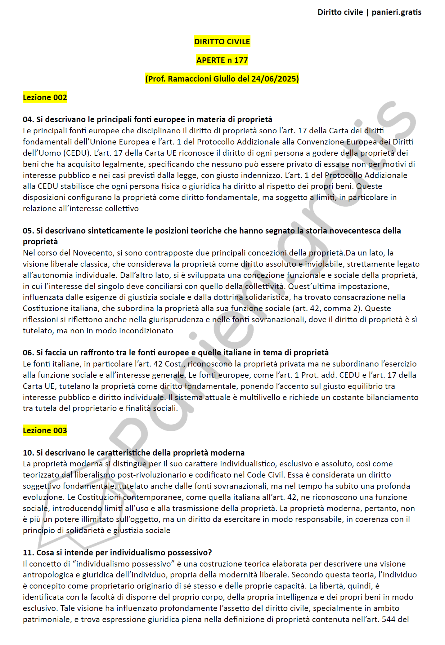 Paniere Diritto civile - Aperte - Ramaccioni - Giurisprudenza - eCampus