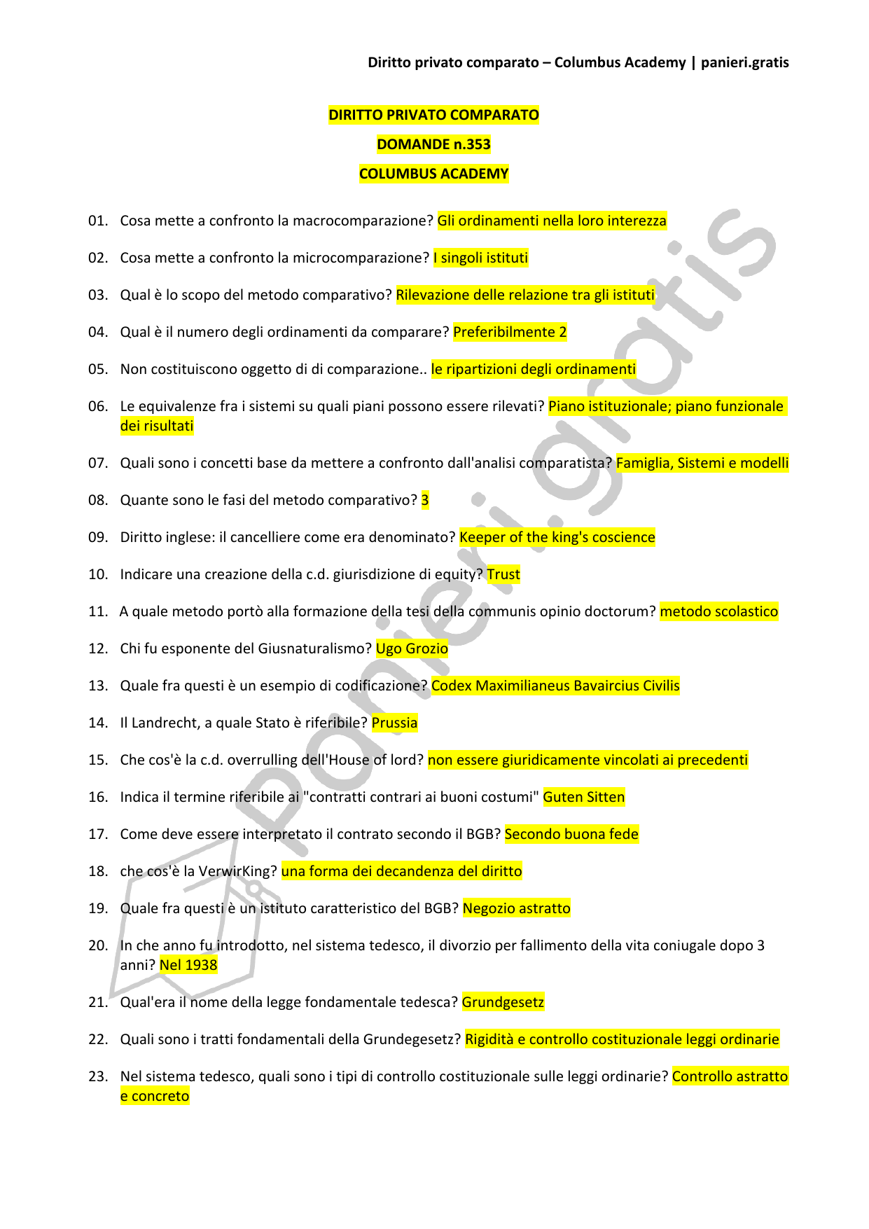 Paniere Diritto privato comparato - 353 - Columbus Academy