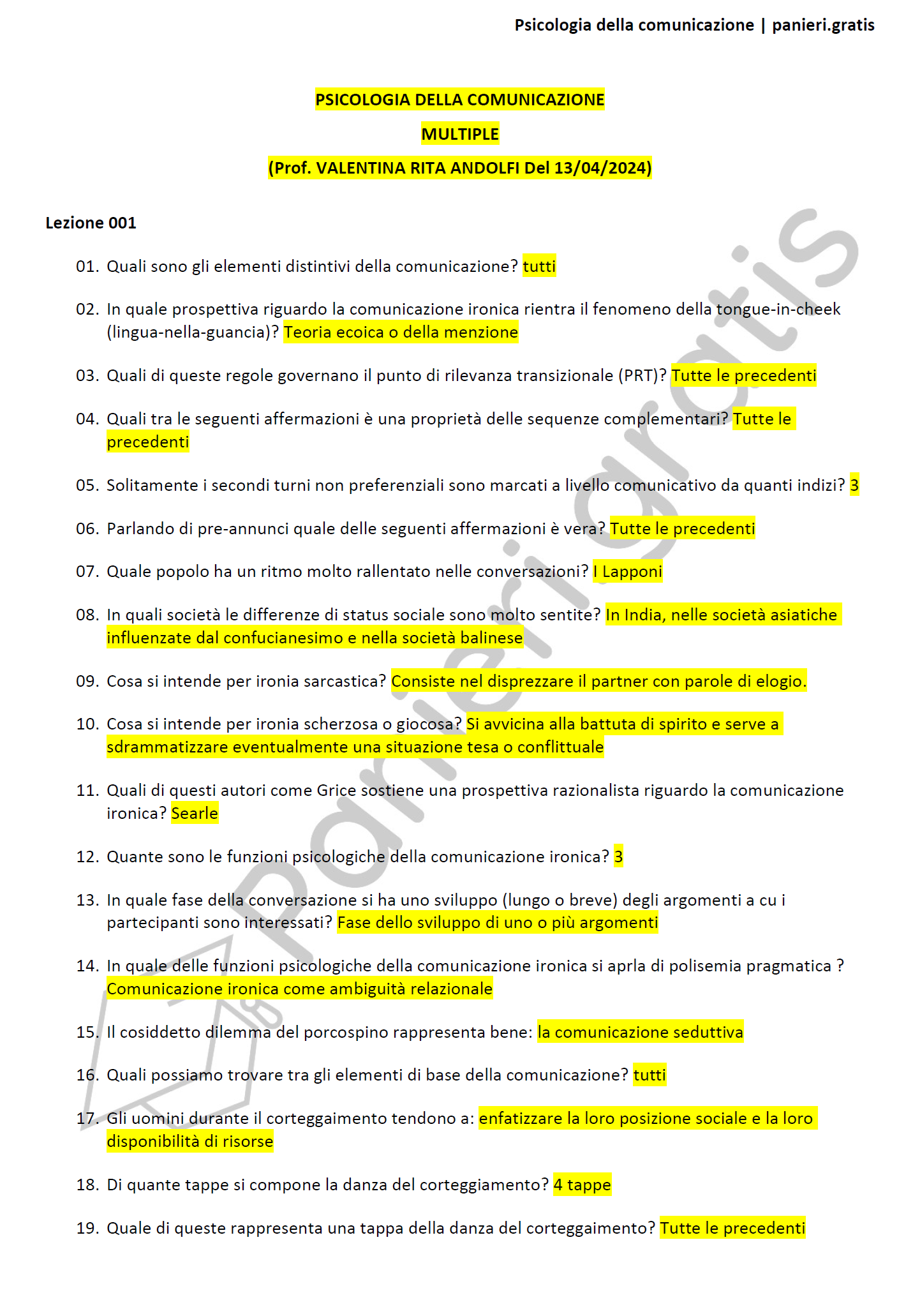 Paniere Psicologia della comunicazione - Multiple - Andolfi - Scienze psicologiche - eCampus